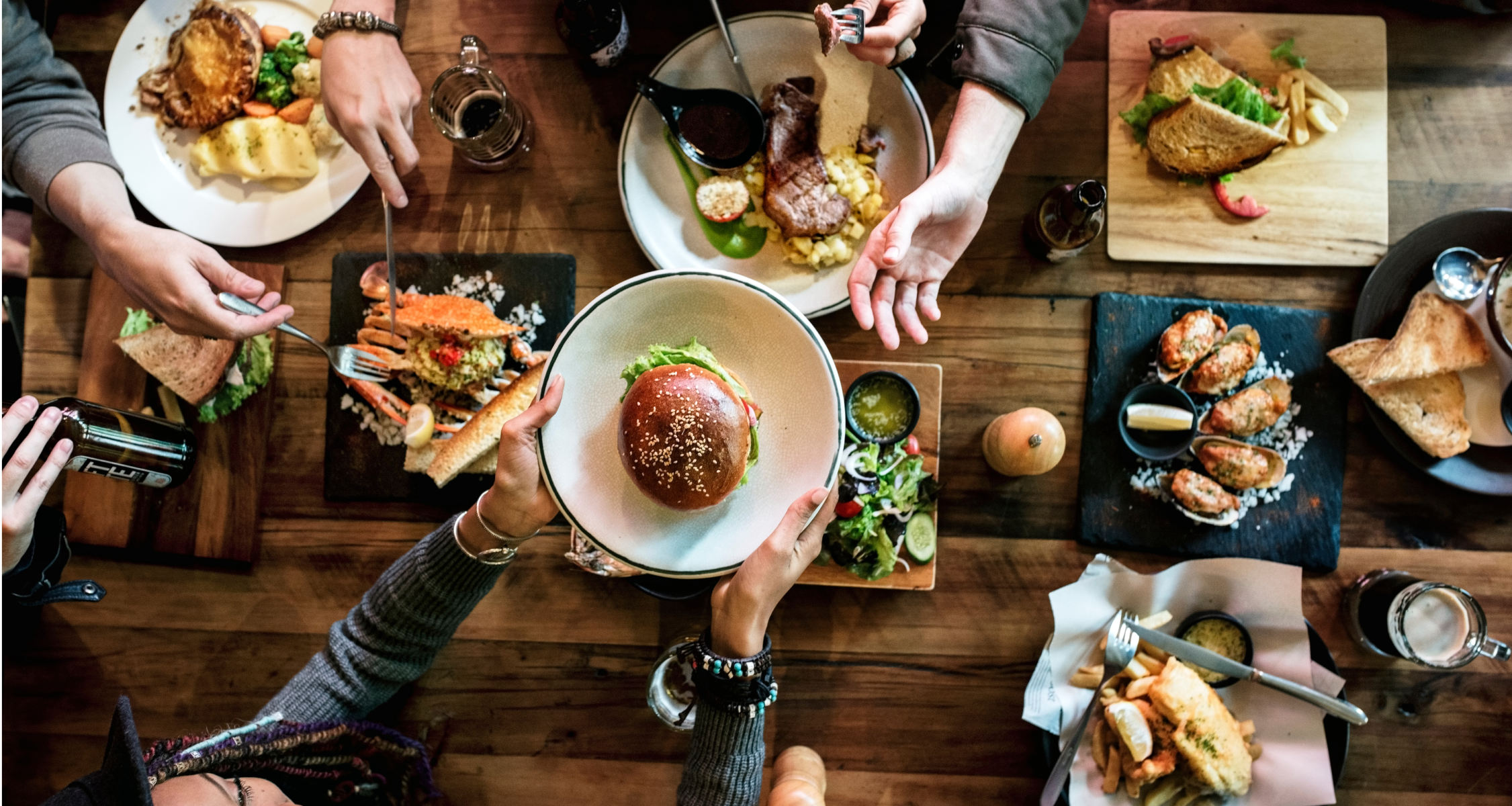 people eating a meal together