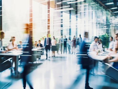 A blur background of an open air office space