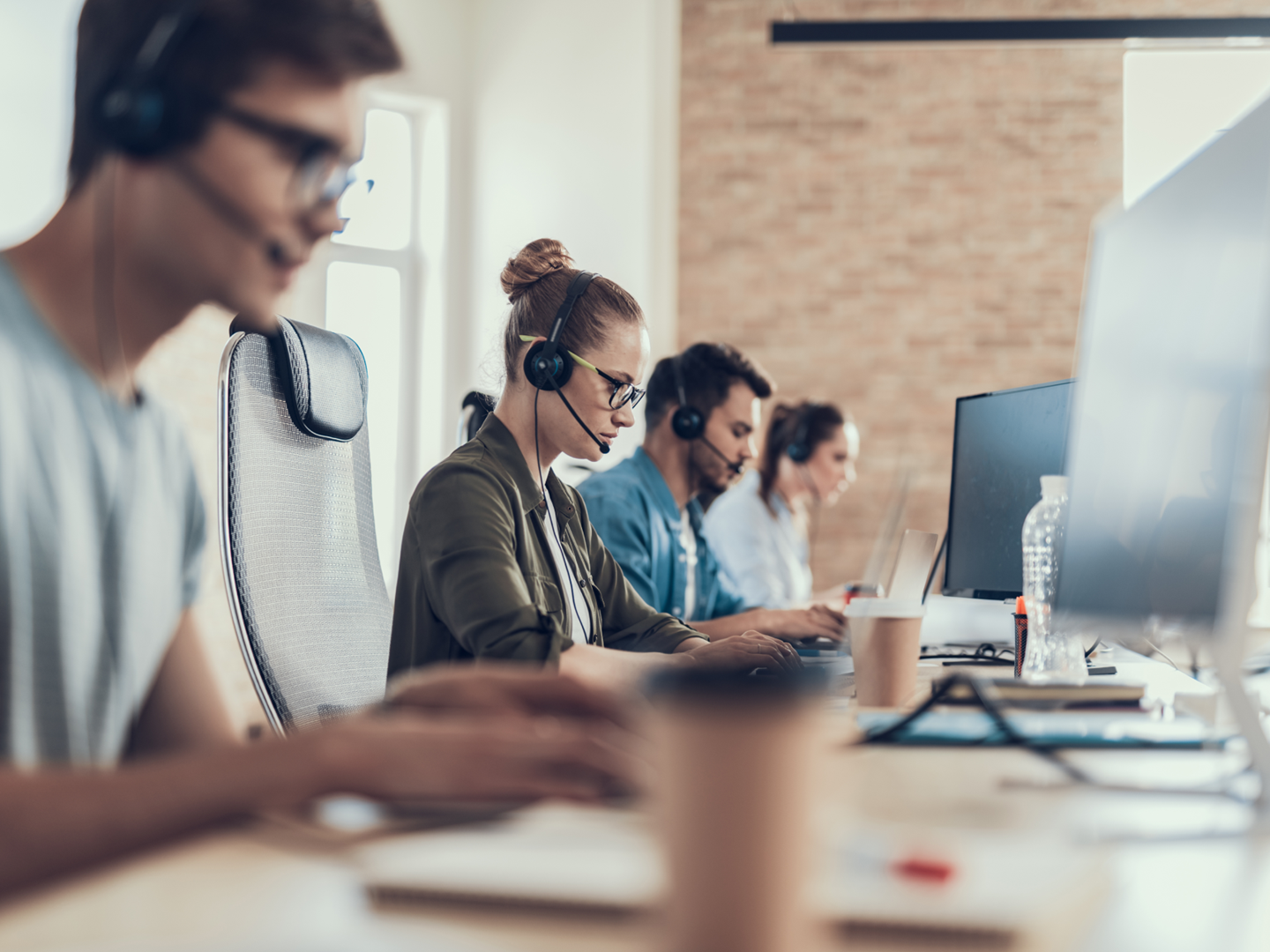 people working in a call centre