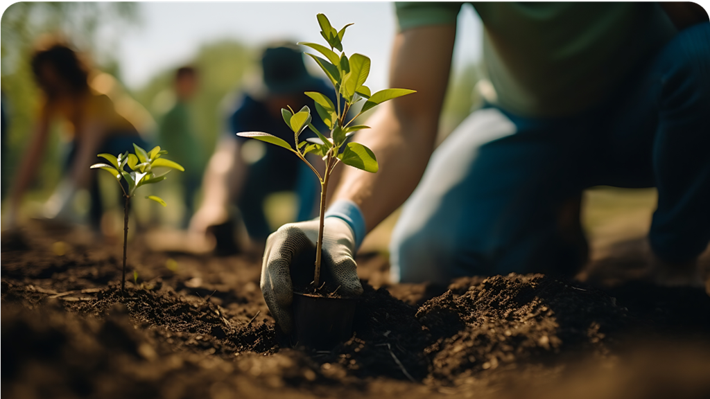 Hand planting seedling