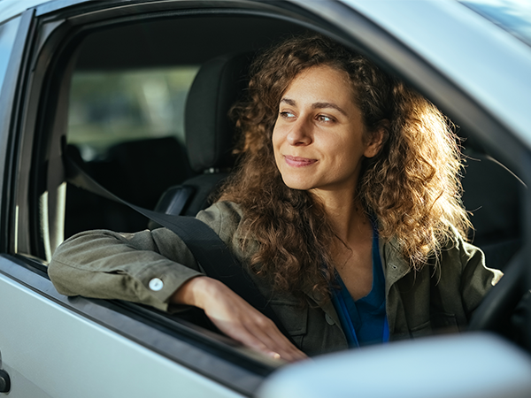 Girl driver in seatbelt
