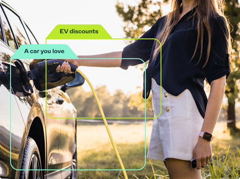 A woman charging her EV car